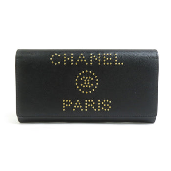 Chanel Long Wallet Deauville Caviar Leather Black