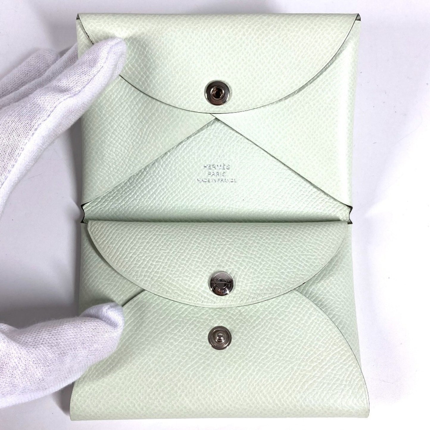 Hermes Herms Bifold Slim Calvi Duo Wallet With Card Case And Coin Purse