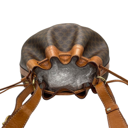 Celine Triomphe Drawstring Shoulder Bag M90 Macadam Pattern Vintage Gold Hardware