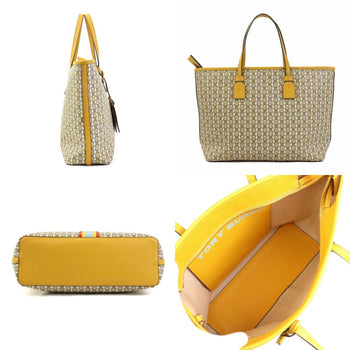 Tory Burch Handbag Shoulder Bag Coated Canvas Leather Yellow