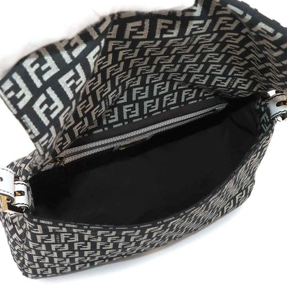 Fendi Zucchino Mamma Baguette Shoulder Bag In Canvas And Leather