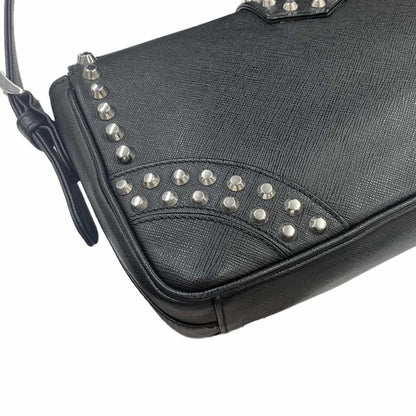 Prada Bejeweled Studded Shoulder Bag In Saffiano Leather (Black)