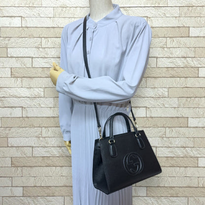 Gucci Interlocking G Soho Shoulder Bag Leather 607722 Black