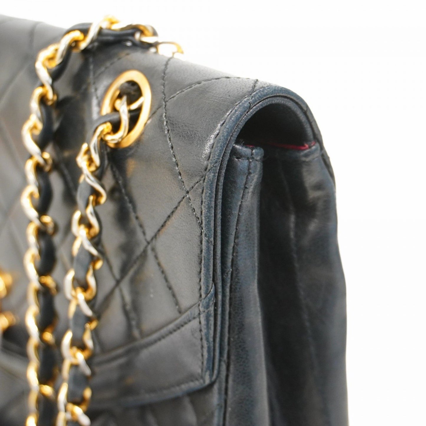 Chanel Shoulder Bag Matelasse W Chain Lambskin Black