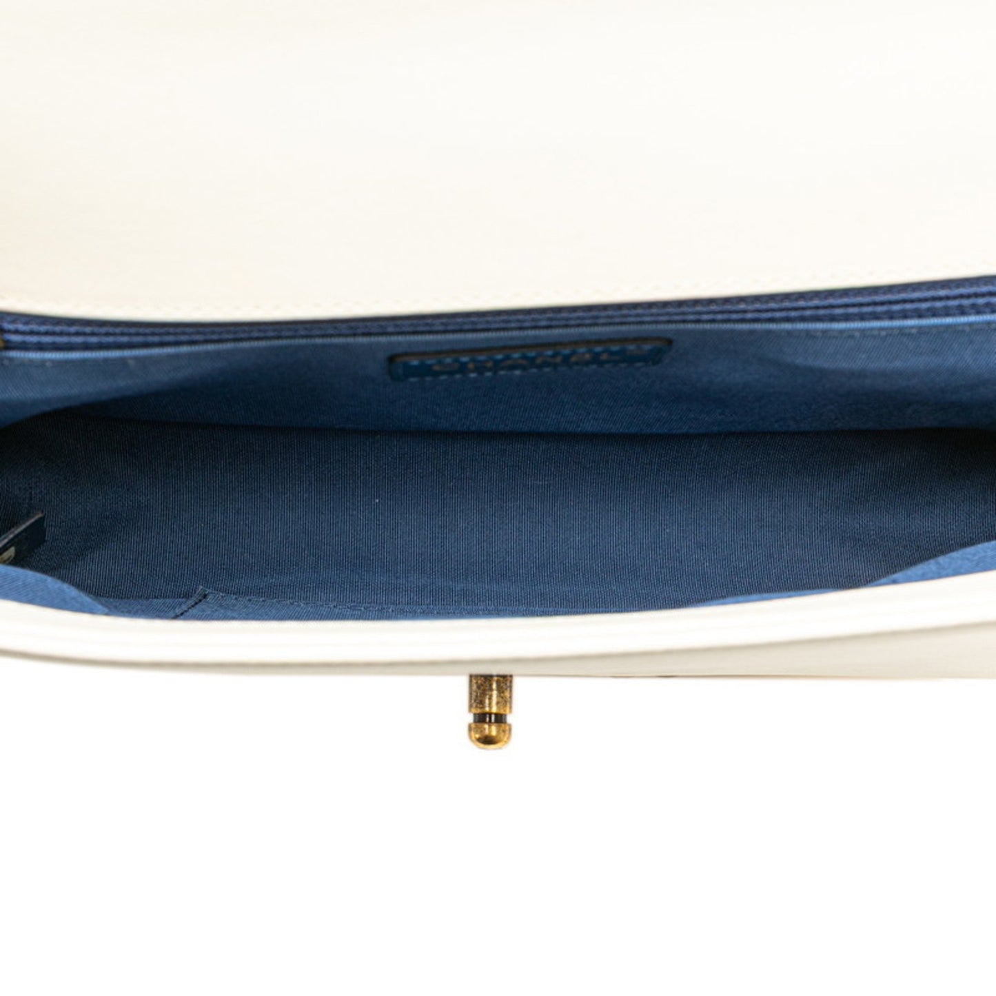 Chanel Boy Chanel Coco Mark Cuba Chain Shoulder Bag In White