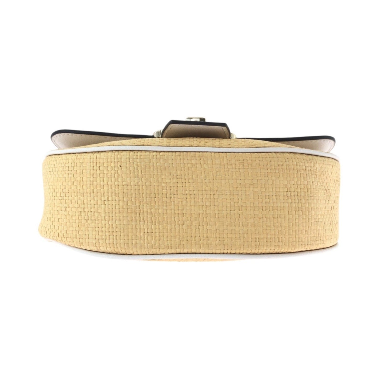 Kate Spade White Leather Raffia Shoulder Bag Pochette