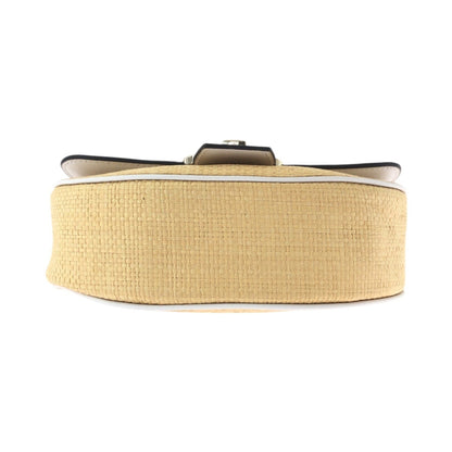 Kate Spade White Leather Raffia Shoulder Bag Pochette