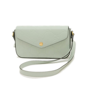 Gucci Gg Leather Super Mini Shoulder Bag Green 772794 Bp