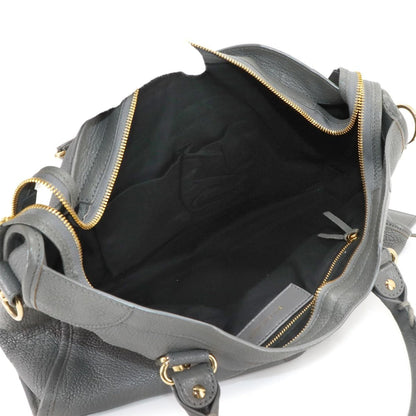 Balenciaga Classic Metallic Edge City 2-Way Hand/Shoulder Bag In Grey Leather