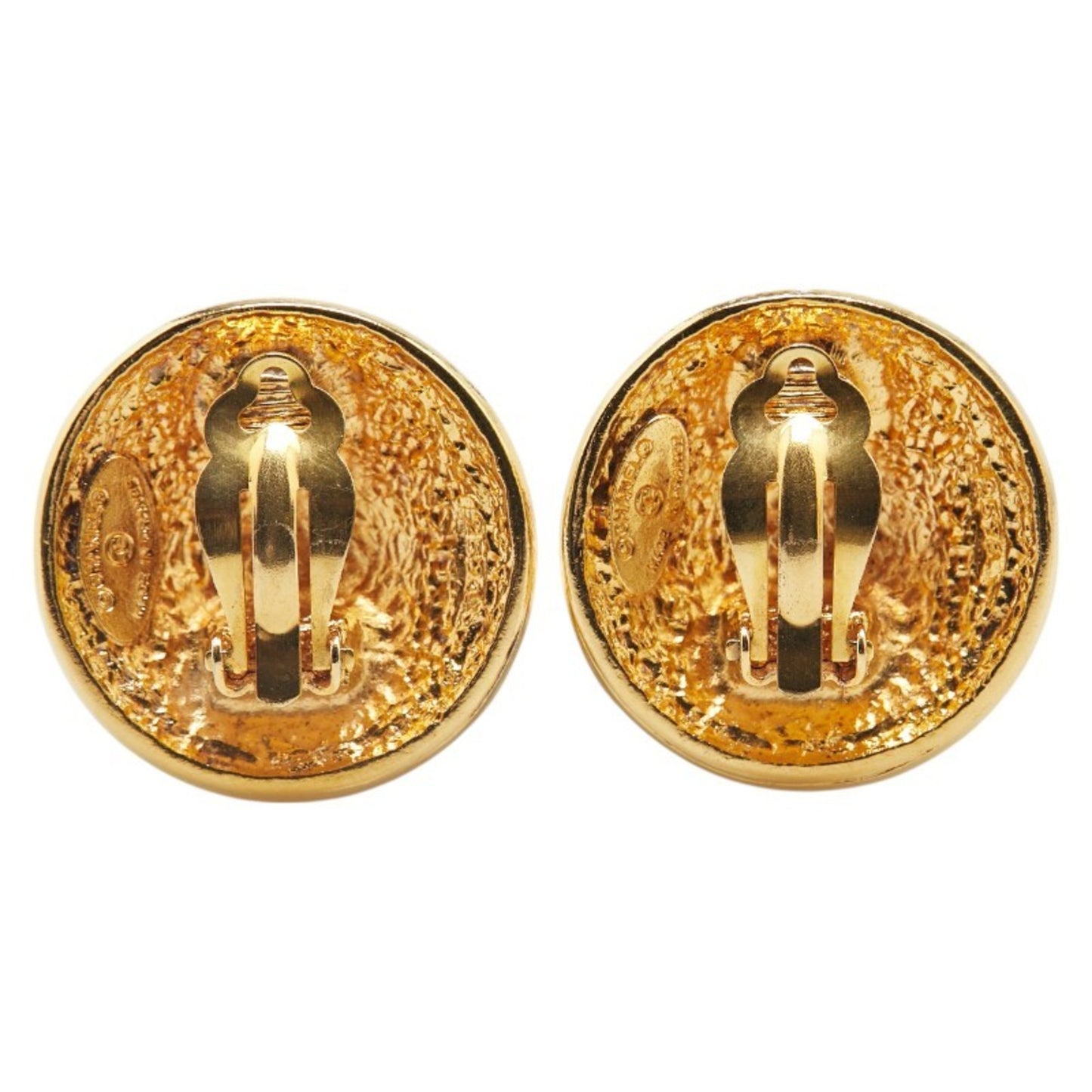 Chanel Vintage 1990 Logo Round Earrings