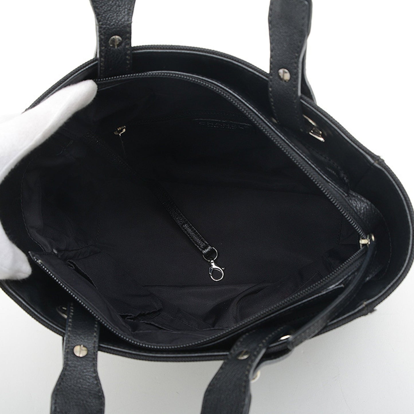 Chanel Paris Biarritz Tote Pm Bag Black Silver Hardware A34208