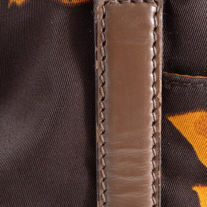 Prada Floral Print Shoulder Bag In Dark Brown