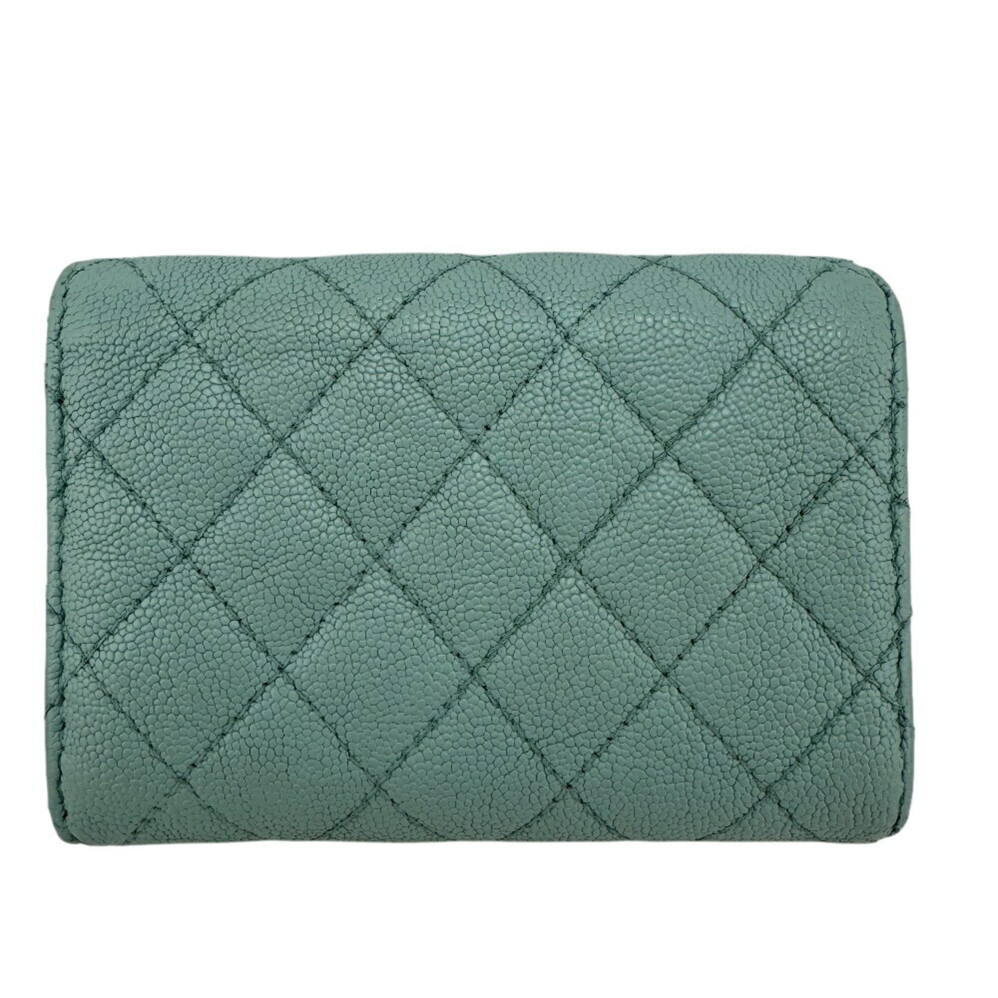 Chanel Boy Chanel Mint Tri-Fold Wallet Blue