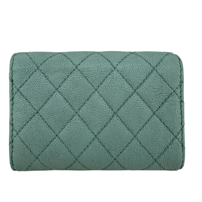 Chanel Boy Chanel Mint Tri-Fold Wallet Blue