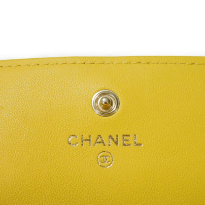 Chanel Long Wallet Boy Chanel Flap Coco Mark Quilted Lambskin 27Th Series Matelasse Yellow A80286