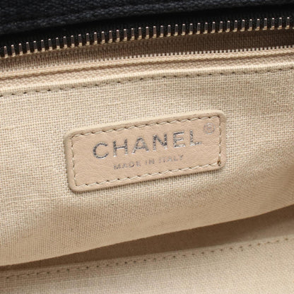 Chanel Deauville Bowling Bag Shoulder Canvas Leather