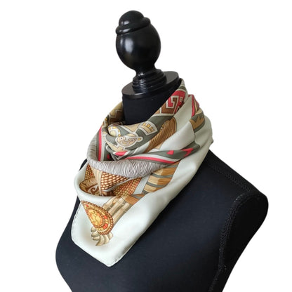 Hermes Huaca Piru Sacred Peru Carr 90 Large Silk Scarf/Muffler Multicolor