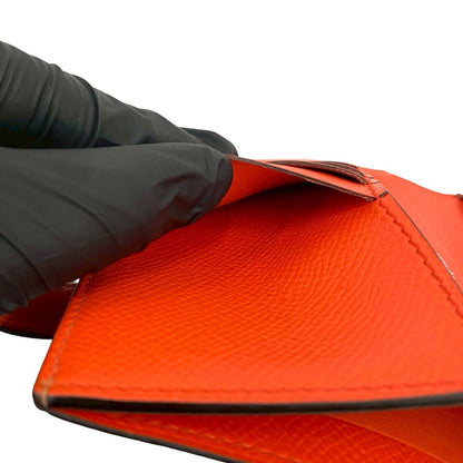 Hermes Bearn Compact Two-Tone Epsom Leather Bifold Wallet Navy