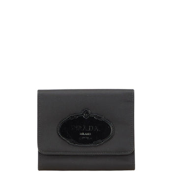Prada Logo Tri-Fold Wallet In Black Nylon