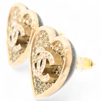 Chanel Coco Mark Earrings In Black Gold