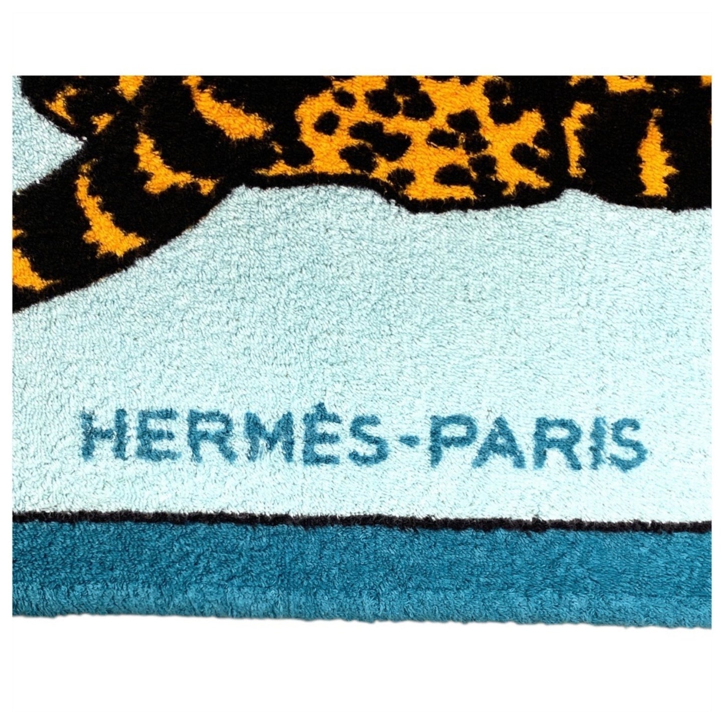 Hermes Leopard Print Orange Mint Green Cotton Beach Towel Blanket