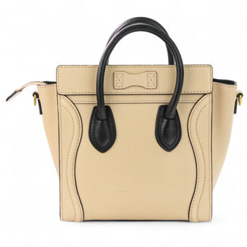 Celine Luggage Nano Shopper 2-Way Tote Bag/Shoulder Bag In Two-Tone Beige