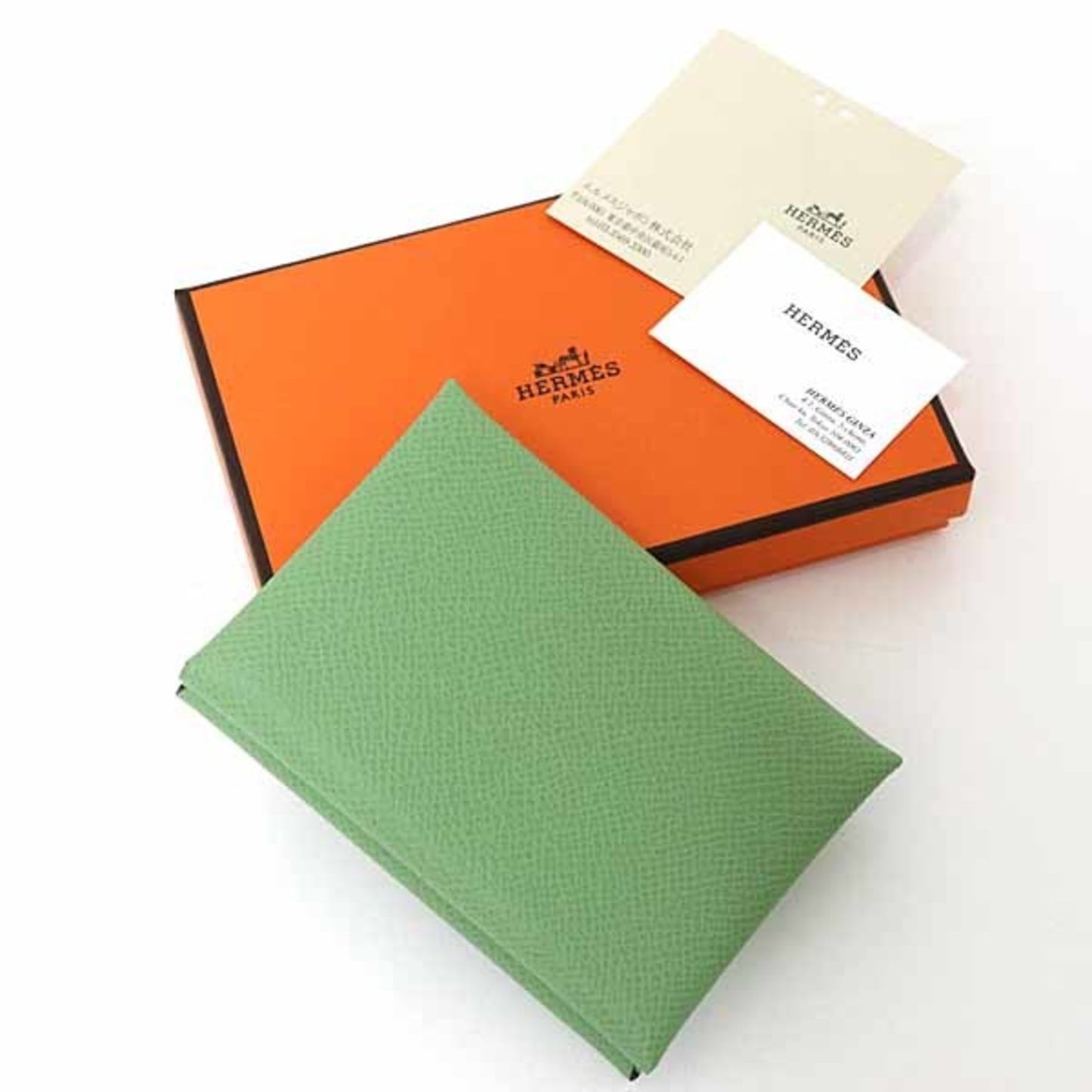 Hermes Herms Calvi Duo Epsom Leather Green B Stamp (Made In 2023) Card Case/Coin Case
