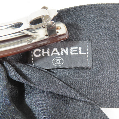 Chanel Satin Ribbon Barrette Accessories Hair Clips Hairpins Black