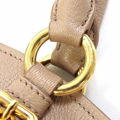 Miu Miu Miu Madras Handbag Rn0886 Dark Beige Leather Shoulder Bag