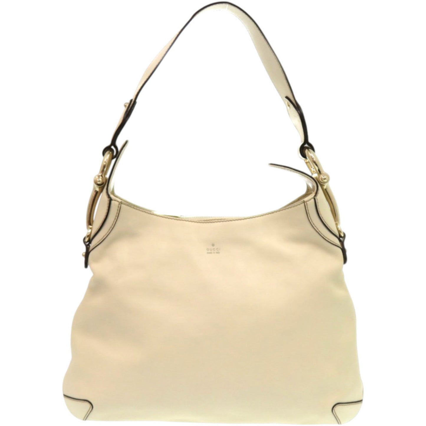 Gucci Creole Hobo Horsebit 145826 Leather Ivory White Shoulder Bag 0244 Gucci