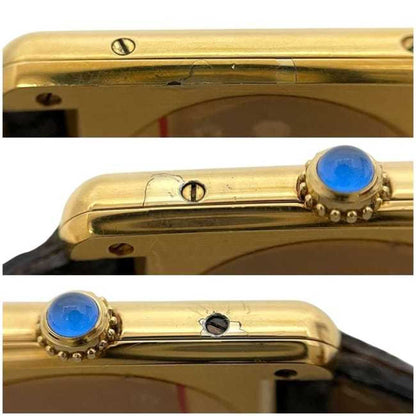 Cartier Must Tank Lm Vermeil Watch F-24337 Black Gold W1001254 Stainless Steel Gp Leather Quartz