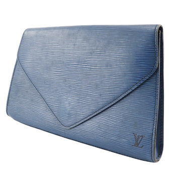 Louis Vuitton Louis Vuitton Art Deco Clutch Bag Second M52635 Epi Leather Toledo Blue 1990 A5 Snap