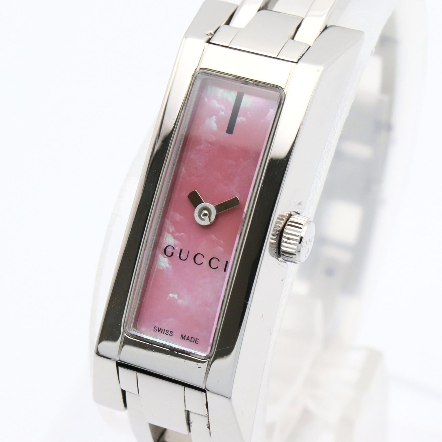 Gucci Women'S Stainless Steel Watch With Pink Shell Finish