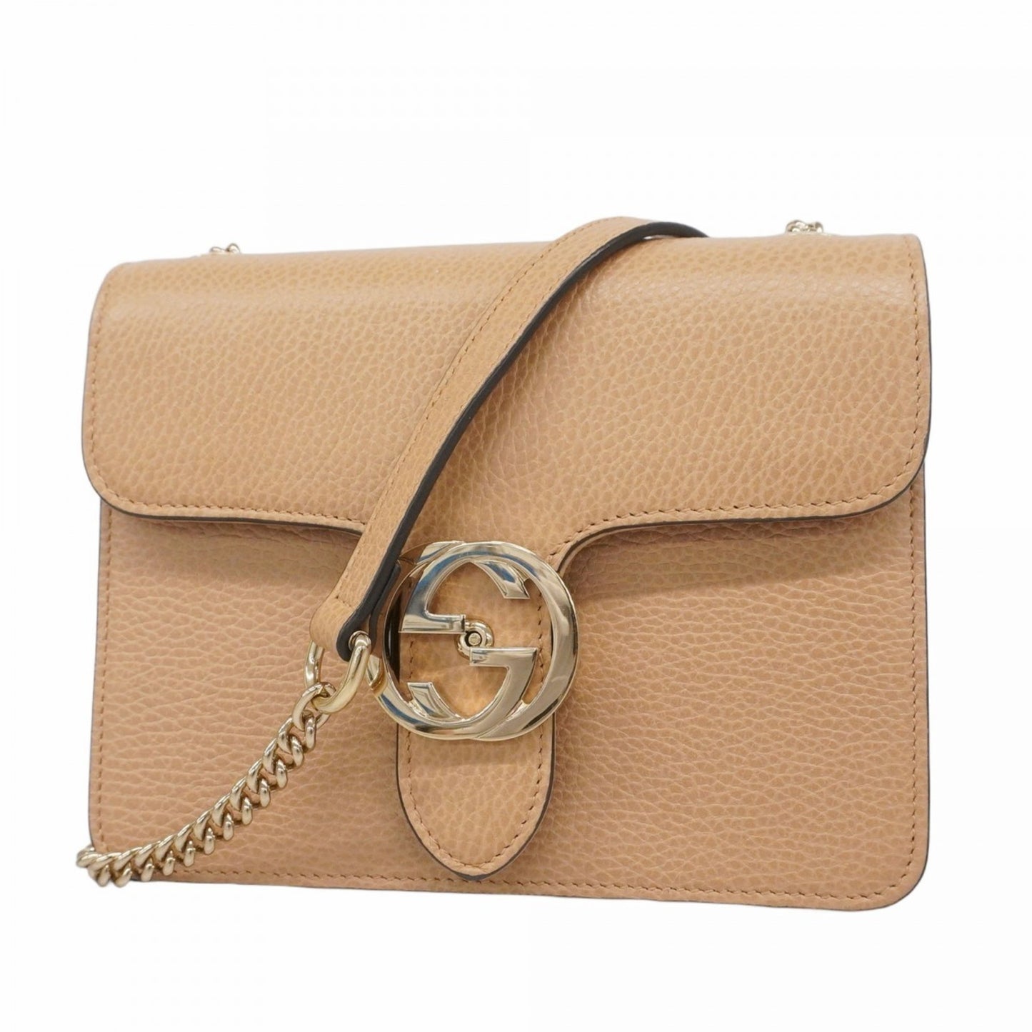 Gucci Interlocking G Shoulder Bag 510304 Leather Beige Champagne