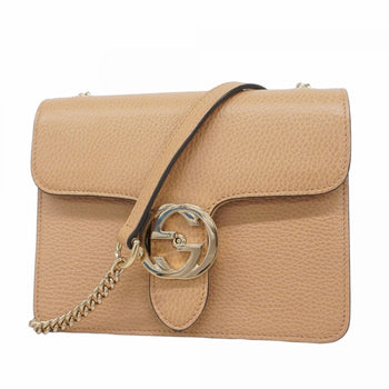 Gucci Interlocking G Shoulder Bag 510304 Leather Beige Champagne
