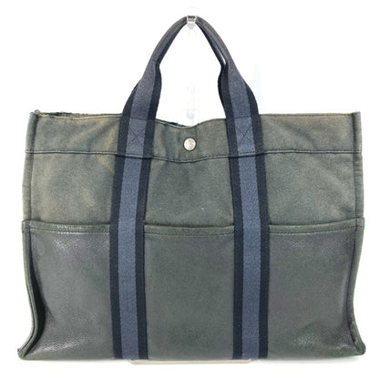 Hermes Herms Half Leather Foule Mm Tote Bag Handbag Canvas