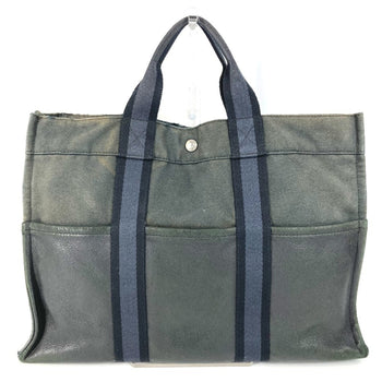 Hermes Herms Half Leather Foule Mm Tote Bag Handbag Canvas