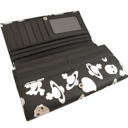 Like New Vivienne Westwood Orb Pattern Heart Leather Bifold Long Wallet In Black And Silver