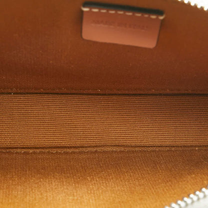 Celine Triomphe Horizontal Pouch Shoulder Bag White Brown Pvc Leather