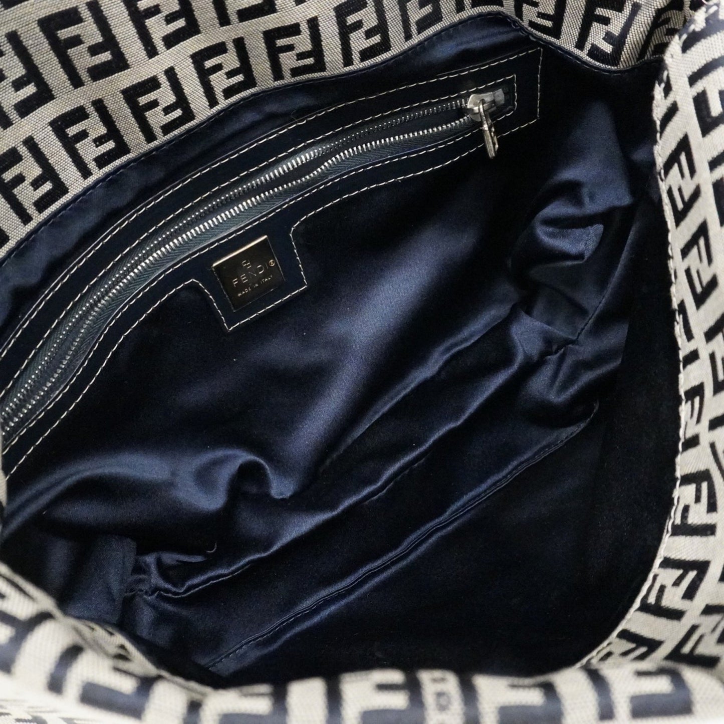 Fendi Zucchino Nylon Canvas Handbag Navy