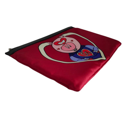 Dolce & Gabbana Super Pig Dg Love Print Handpouch Clutch Bag In Red