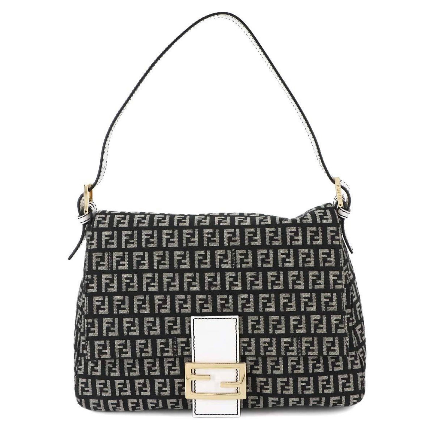 Fendi Zucchino Mamma Baguette Shoulder Bag In Canvas And Leather