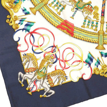Herms Carr 90 Luna Park Amusement Park Silk Multicolor Scarf Muffler 0133 Hermes