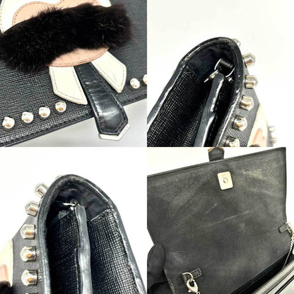 Fendi Carlito Chain Wallet Black Leather 8M0346