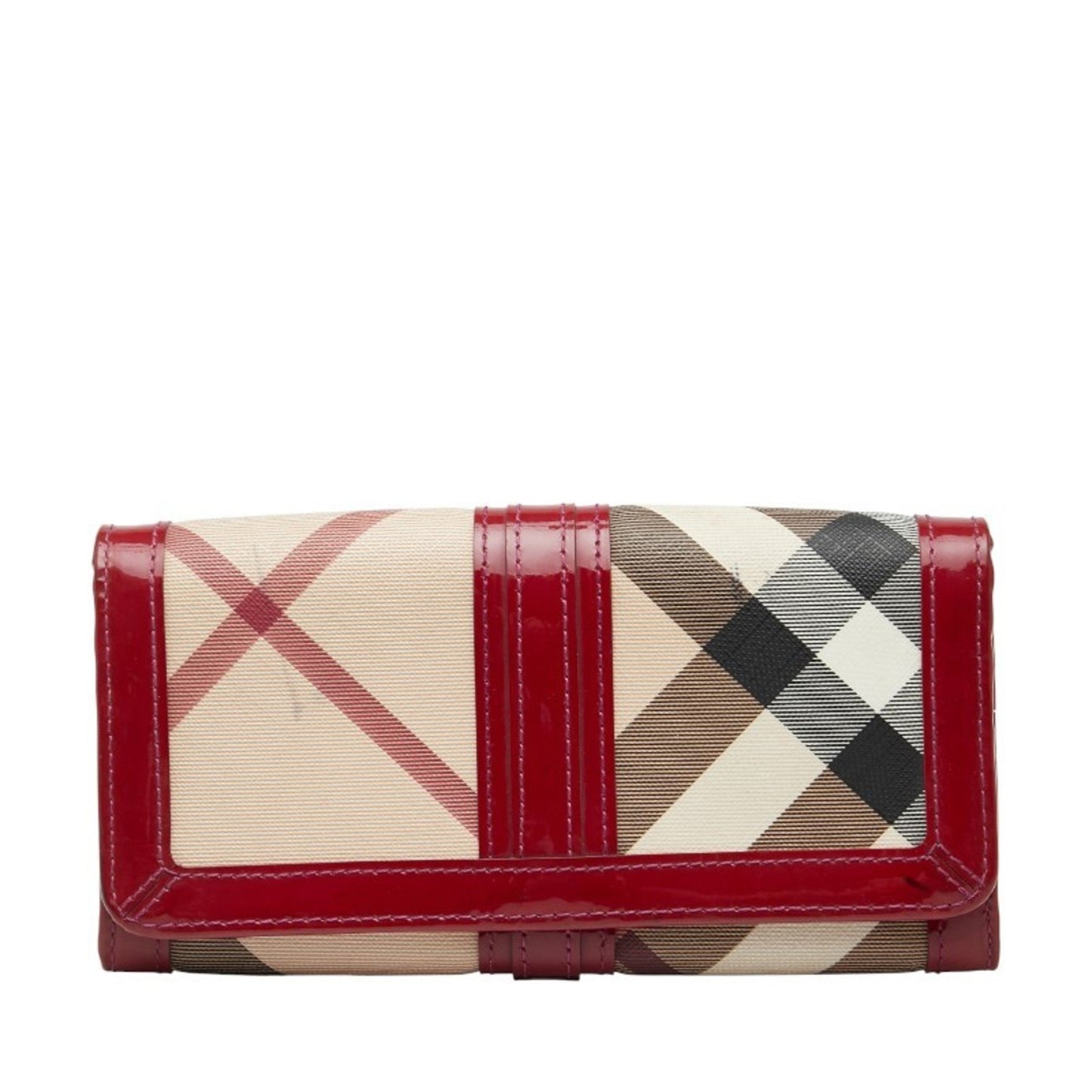 Burberry Nova Check Long Wallet In Red