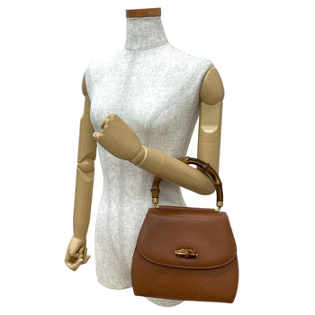 Gucci Old Gucci Vintage Bamboo Leather Turnlock Handbag/Mini Tote Bag Brown 26643