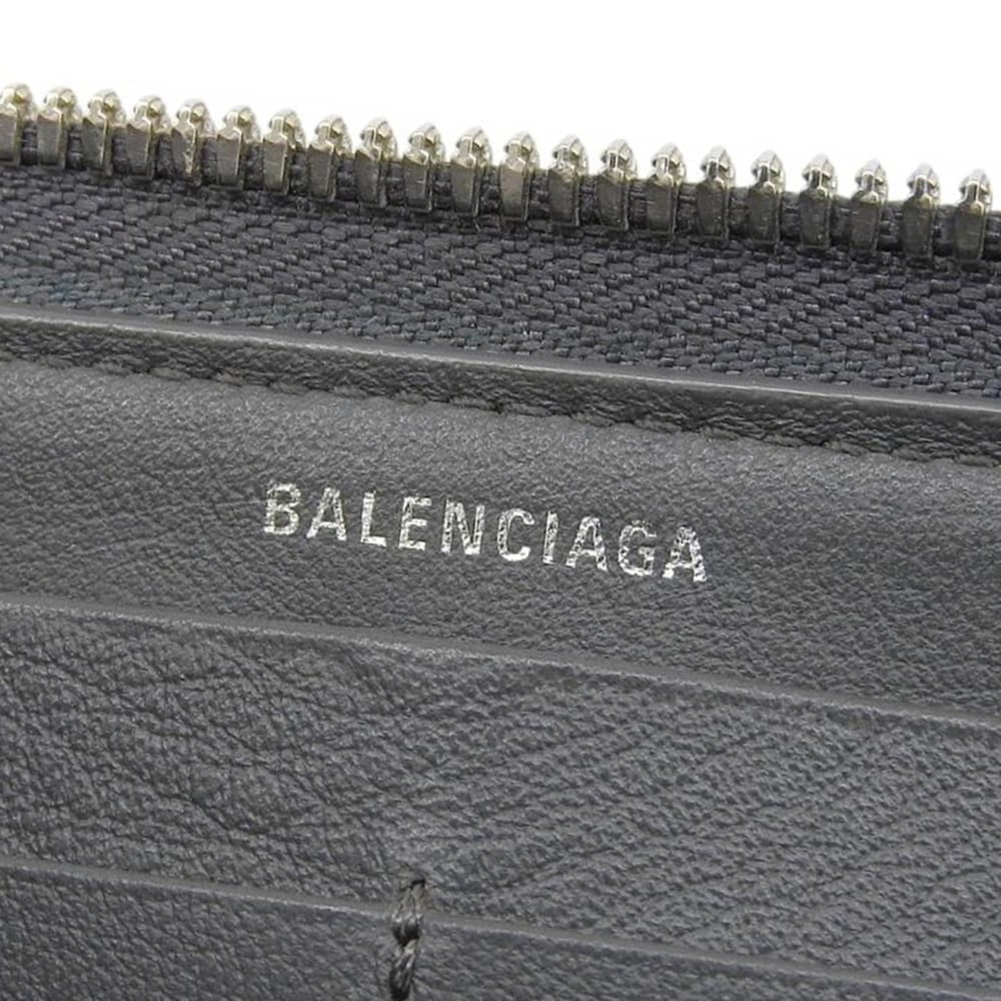 Balenciaga Paper Continental 504547 1110 Y 203437 Round Long Wallet Leather Grey