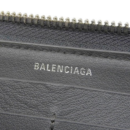 Balenciaga Paper Continental 504547 1110 Y 203437 Round Long Wallet Leather Grey