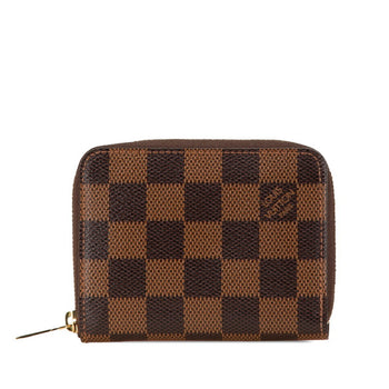 Louis Vuitton Damier Zippy Coin Purse Case N63070 Brown Pvc