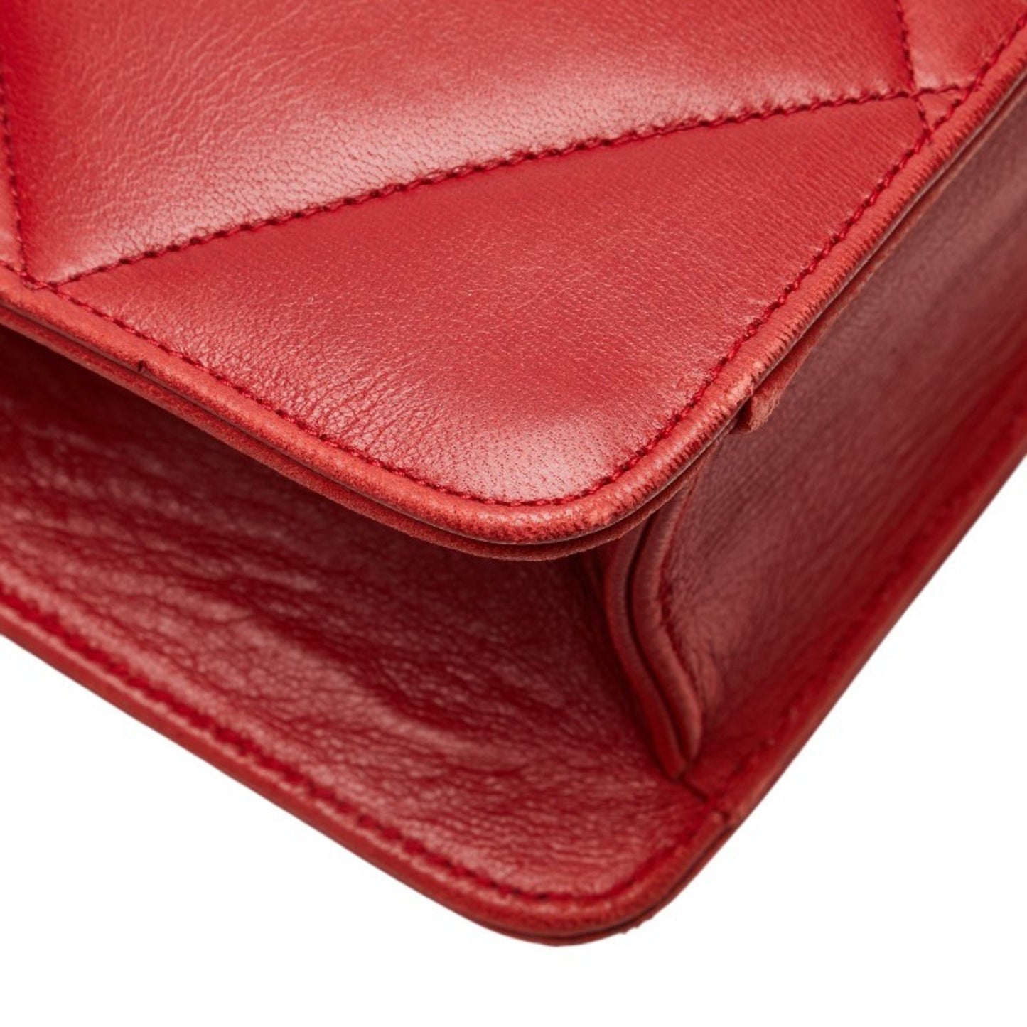 Chanel Matelasse Coco Mark Chain Shoulder Bag In Red Lambskin